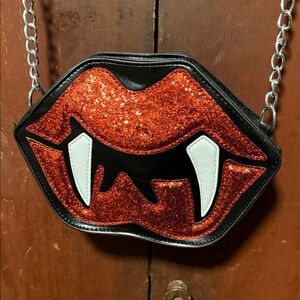 Glittery Red Vampire Lips Crossbody Bag